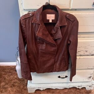 Hinge Dark Brown Leather Jacket. Womens size 1 (small)